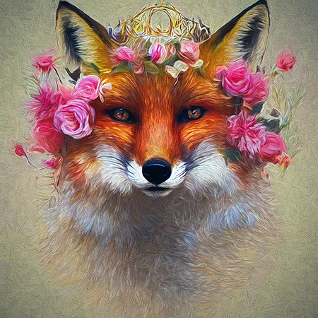 Fox in Crown of Flowers